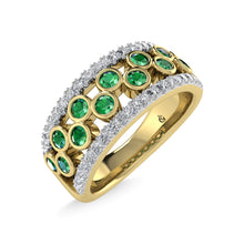 14K Yellow Gold Diamond and Emerald 1/2 Ct.Tw. Fashion Ring