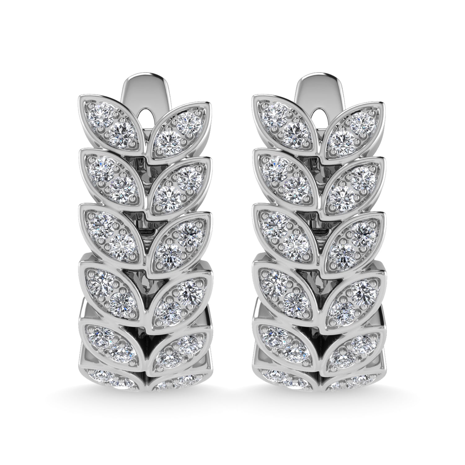 14K White Gold Diamond 1/2 Ct.Tw. Hoop Earrings