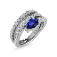 14K White Gold Diamond and Blue Sapphire 1 3/8 Ct.Tw. Fashion Ring