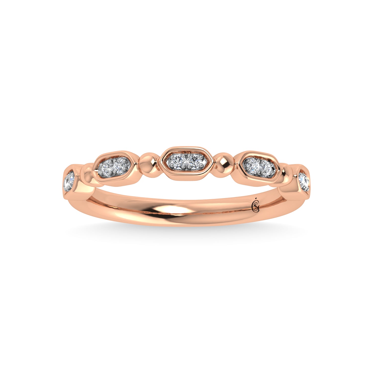 14K Rose Gold Diamond 1/20 Ct.Tw. Stackable Band