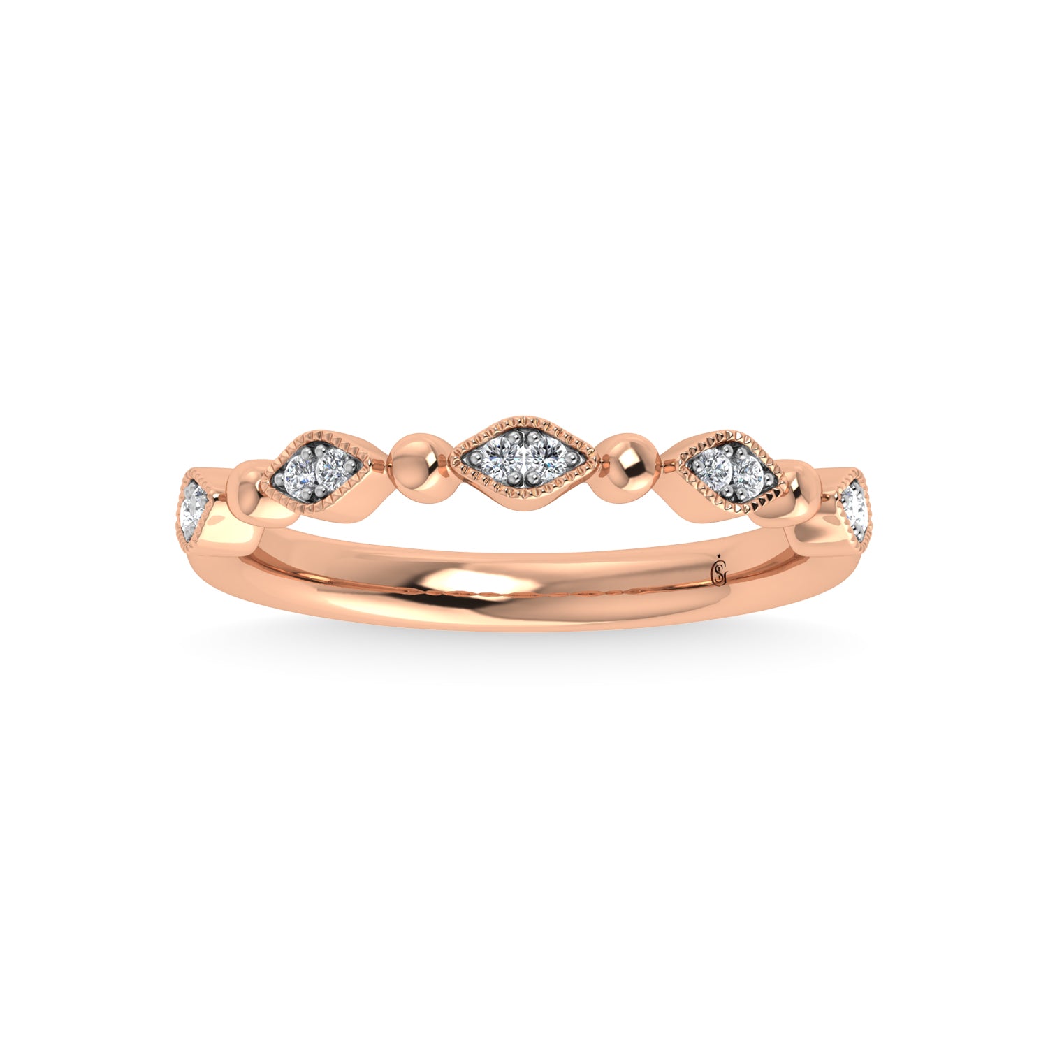 14K Rose Gold Diamond 1/20 Ct.Tw. Stackable Band