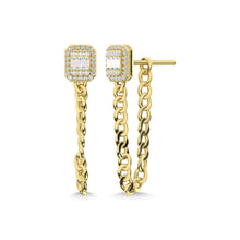 14K Yellow Gold Diamond 1/2 Ct.Tw. Cuban Earrings
