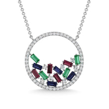 14K White Gold Diamond 1 1/2 Ct.Tw. Gemstone Pendant