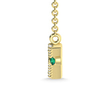 10K Yellow Gold Diamond 1/5 Ct.Tw. And Emerald Necklace