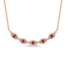 10K Rose Gold Diamond 3/8 Ct.Tw. And Ruby Necklace