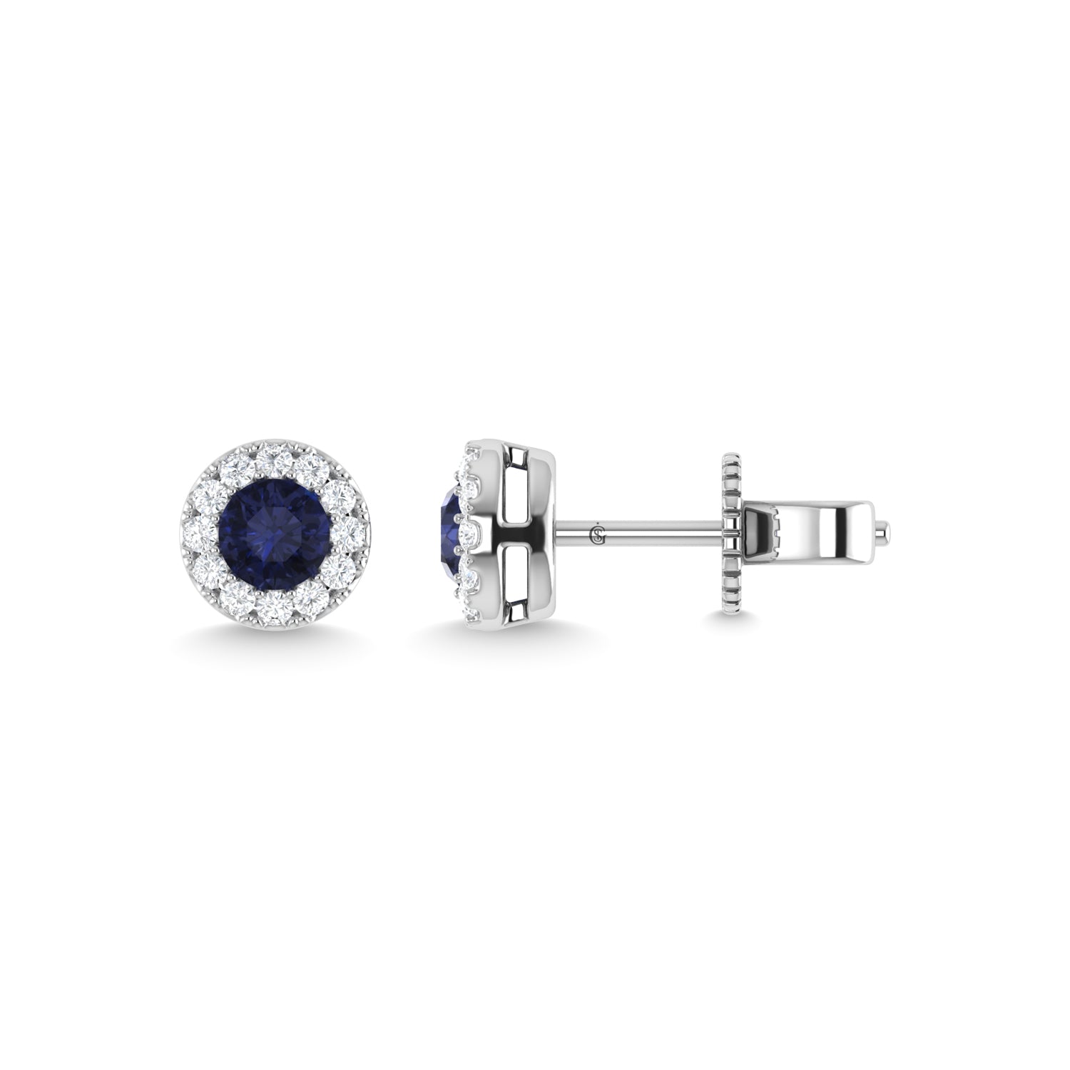 14K White Gold Blue Sapphire and Diamond 1/2 Ct.Tw. Fashion Earrings