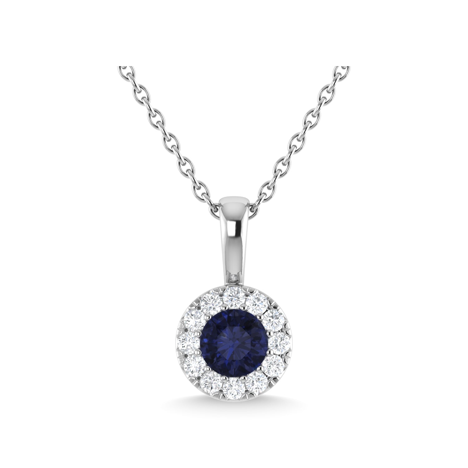 14K White Gold Blue Sapphire and Diamond 1/3 Ct.Tw. Fashion Pendant