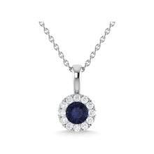 14K White Gold Blue Sapphire and Diamond 1/3 Ct.Tw. Fashion Pendant