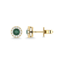 14K Yellow Gold Emerald and Diamond 3/8 Ct.Tw. Fashion Earrings