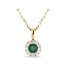 14K Yellow Gold Emerald and Diamond 1/4 Ct.Tw. Fashion Pendant