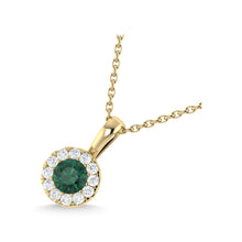 14K Yellow Gold Emerald and Diamond 1/4 Ct.Tw. Fashion Pendant