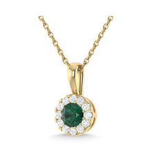 14K Yellow Gold Emerald and Diamond 1/4 Ct.Tw. Fashion Pendant