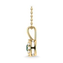 14K Yellow Gold Emerald and Diamond 1/4 Ct.Tw. Fashion Pendant