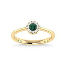14K Yellow Gold Emerald and Diamond 1/4 Ct.Tw. Fashion Ring