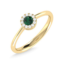 14K Yellow Gold Emerald and Diamond 1/4 Ct.Tw. Fashion Ring