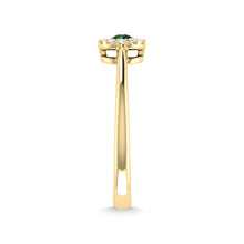 14K Yellow Gold Emerald and Diamond 1/4 Ct.Tw. Fashion Ring