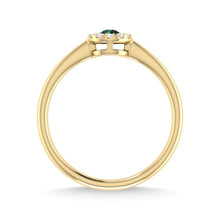 14K Yellow Gold Emerald and Diamond 1/4 Ct.Tw. Fashion Ring