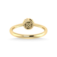 14K Yellow Gold Emerald and Diamond 1/4 Ct.Tw. Fashion Ring
