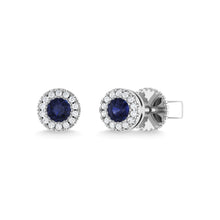 14K White Gold Blue Sapphire and Diamond 1/5 Ct.Tw. Fashion Earrings