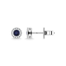 14K White Gold Blue Sapphire and Diamond 1/5 Ct.Tw. Fashion Earrings