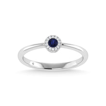 14K White Gold Blue Sapphire and Diamond 1/10 Ct.Tw. Fashion Ring