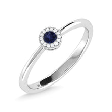14K White Gold Blue Sapphire and Diamond 1/10 Ct.Tw. Fashion Ring