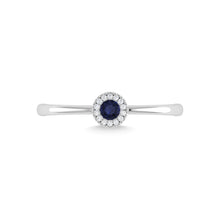 14K White Gold Blue Sapphire and Diamond 1/10 Ct.Tw. Fashion Ring
