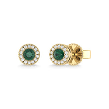 14K Yellow Gold Emerald and Diamond 1/5 Ct.Tw. Fashion Earrings