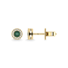 14K Yellow Gold Emerald and Diamond 1/5 Ct.Tw. Fashion Earrings