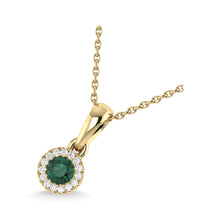 14K Yellow Gold Emerald and Diamond 1/6 Ct.Tw. Fashion Pendant