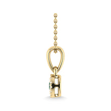 14K Yellow Gold Emerald and Diamond 1/6 Ct.Tw. Fashion Pendant