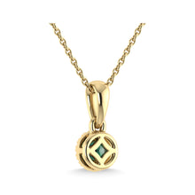 14K Yellow Gold Emerald and Diamond 1/6 Ct.Tw. Fashion Pendant