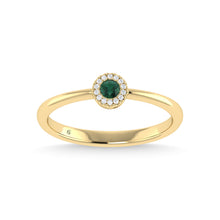 14K Yellow Gold Emerald and Diamond 1/10 Ct.Tw. Fashion Ring