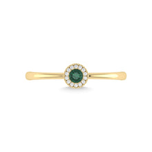 14K Yellow Gold Emerald and Diamond 1/10 Ct.Tw. Fashion Ring