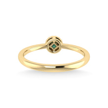 14K Yellow Gold Emerald and Diamond 1/10 Ct.Tw. Fashion Ring