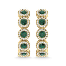 14K Yellow Gold Emerald and Diamond 1 1/8 Ct.Tw. Fashion Earrings - thediamondsq