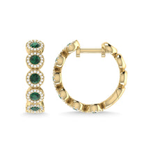 14K Yellow Gold Emerald and Diamond 1 1/8 Ct.Tw. Fashion Earrings - thediamondsq