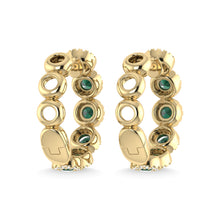 14K Yellow Gold Emerald and Diamond 1 1/8 Ct.Tw. Fashion Earrings - thediamondsq