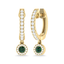 14K Yellow Gold Emerald and Diamond 1/4 Ct.Tw. Fashion Earrings - thediamondsq