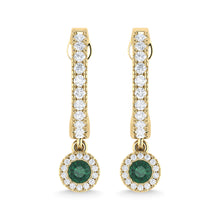 14K Yellow Gold Emerald and Diamond 1/4 Ct.Tw. Fashion Earrings - thediamondsq
