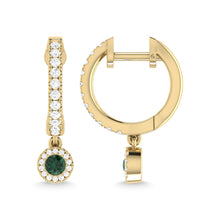 14K Yellow Gold Emerald and Diamond 1/4 Ct.Tw. Fashion Earrings - thediamondsq
