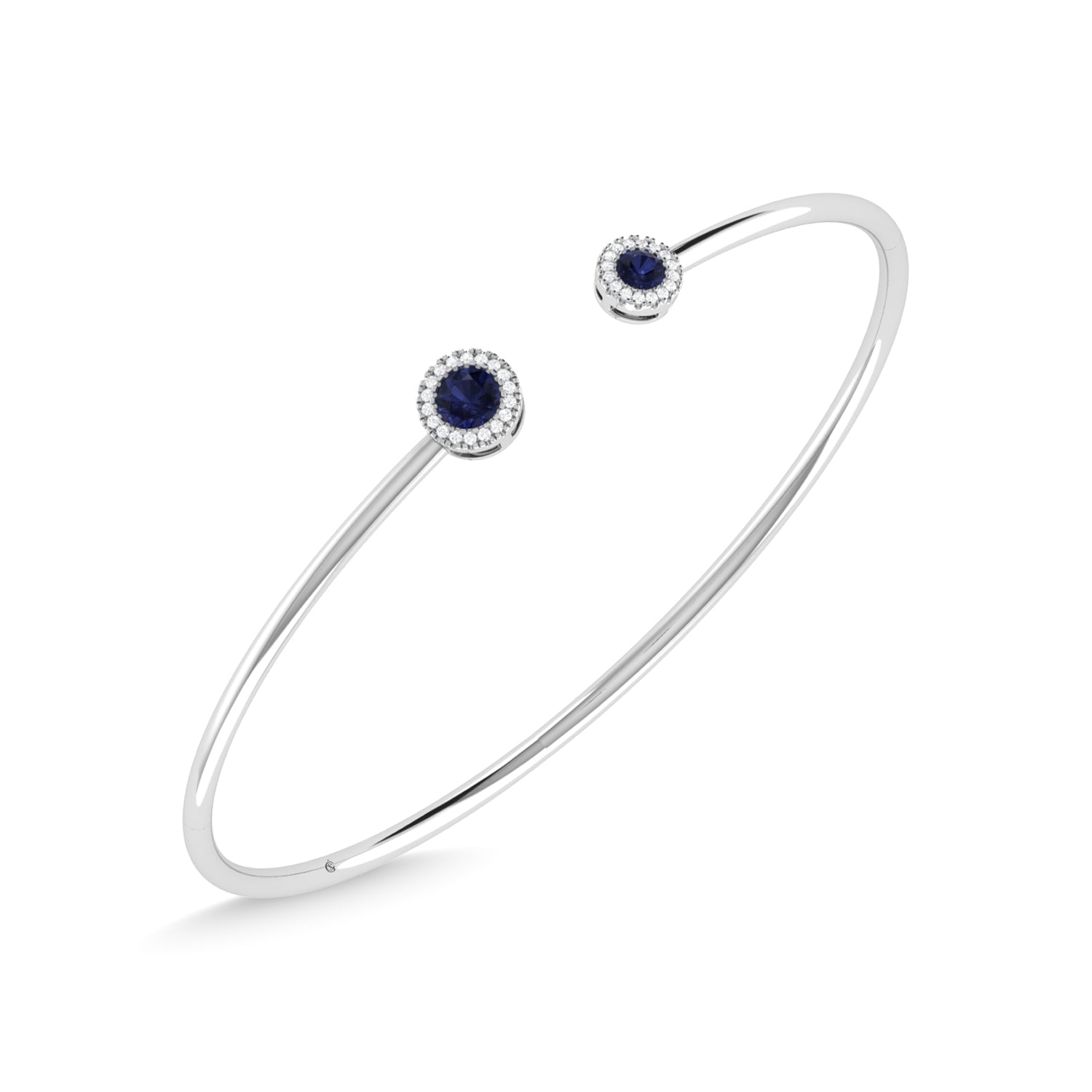 14K White Gold Blue Sapphire and Diamond 1/2 Ct.Tw. Fashion Bangle
