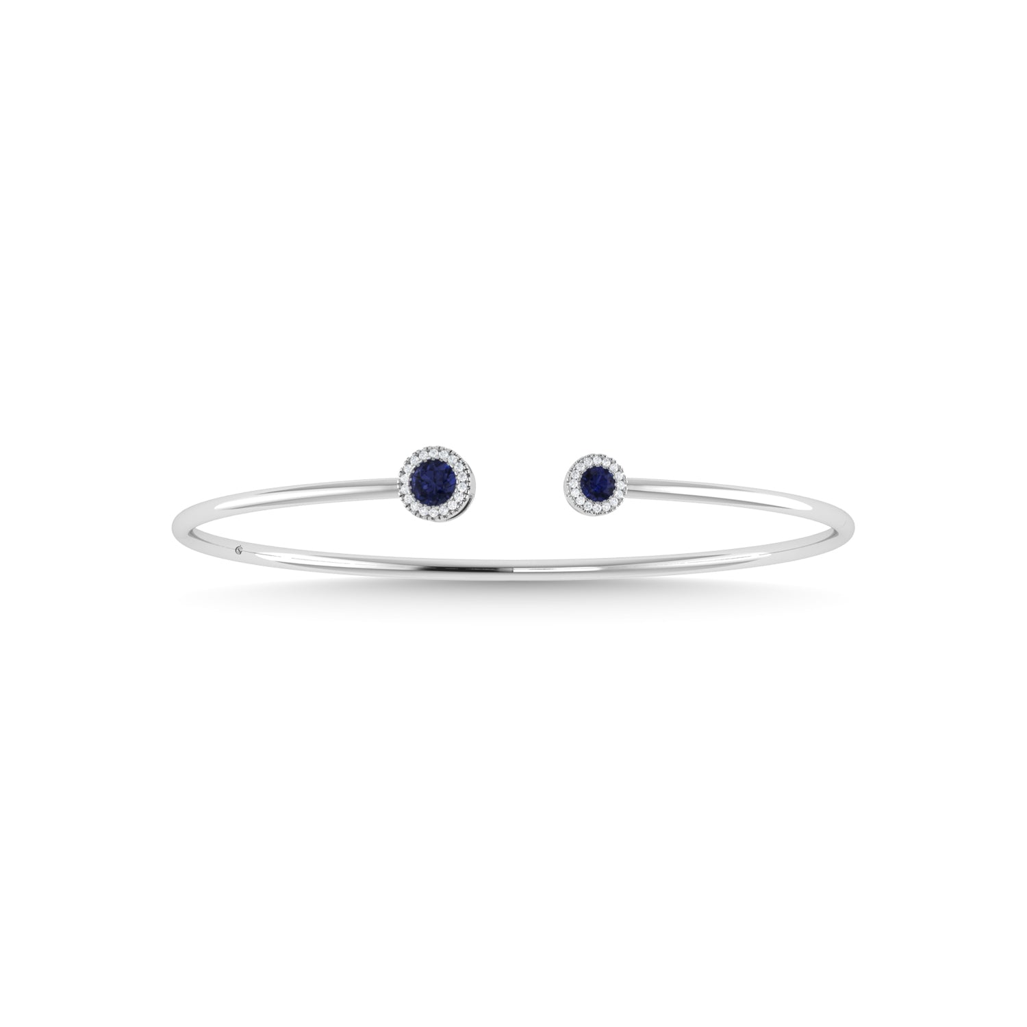 14K White Gold Blue Sapphire and Diamond 1/2 Ct.Tw. Fashion Bangle