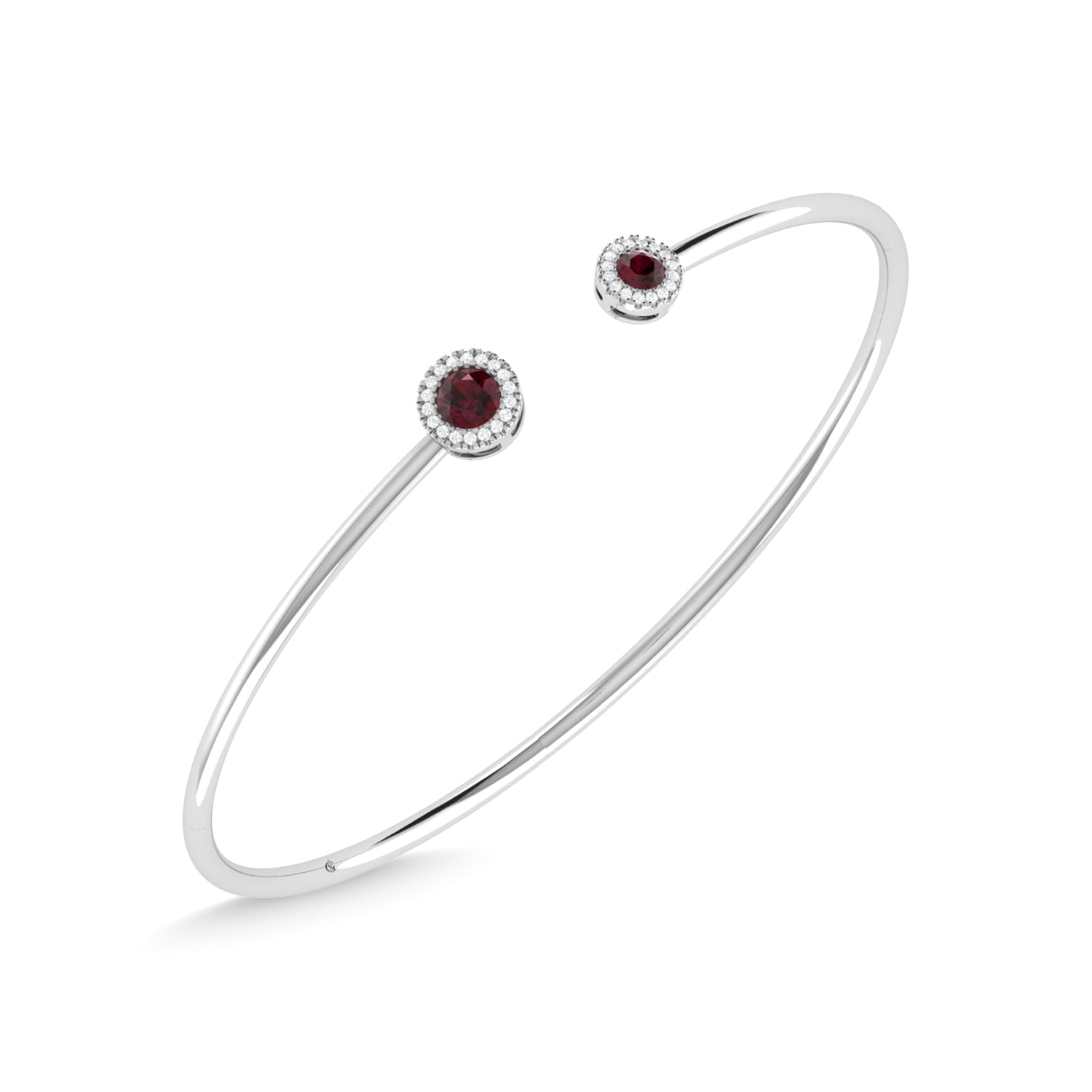 14K White Gold Ruby and Diamond 5/8 Ct.Tw. Fashion Bangle - thediamondsq