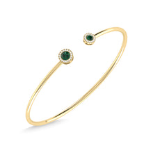 14K Yellow Gold Emerald and Diamond 1/2 Ct.Tw. Fashion Bangle - thediamondsq