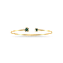 14K Yellow Gold Emerald and Diamond 1/2 Ct.Tw. Fashion Bangle - thediamondsq