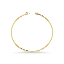 14K Yellow Gold Emerald and Diamond 1/2 Ct.Tw. Fashion Bangle - thediamondsq