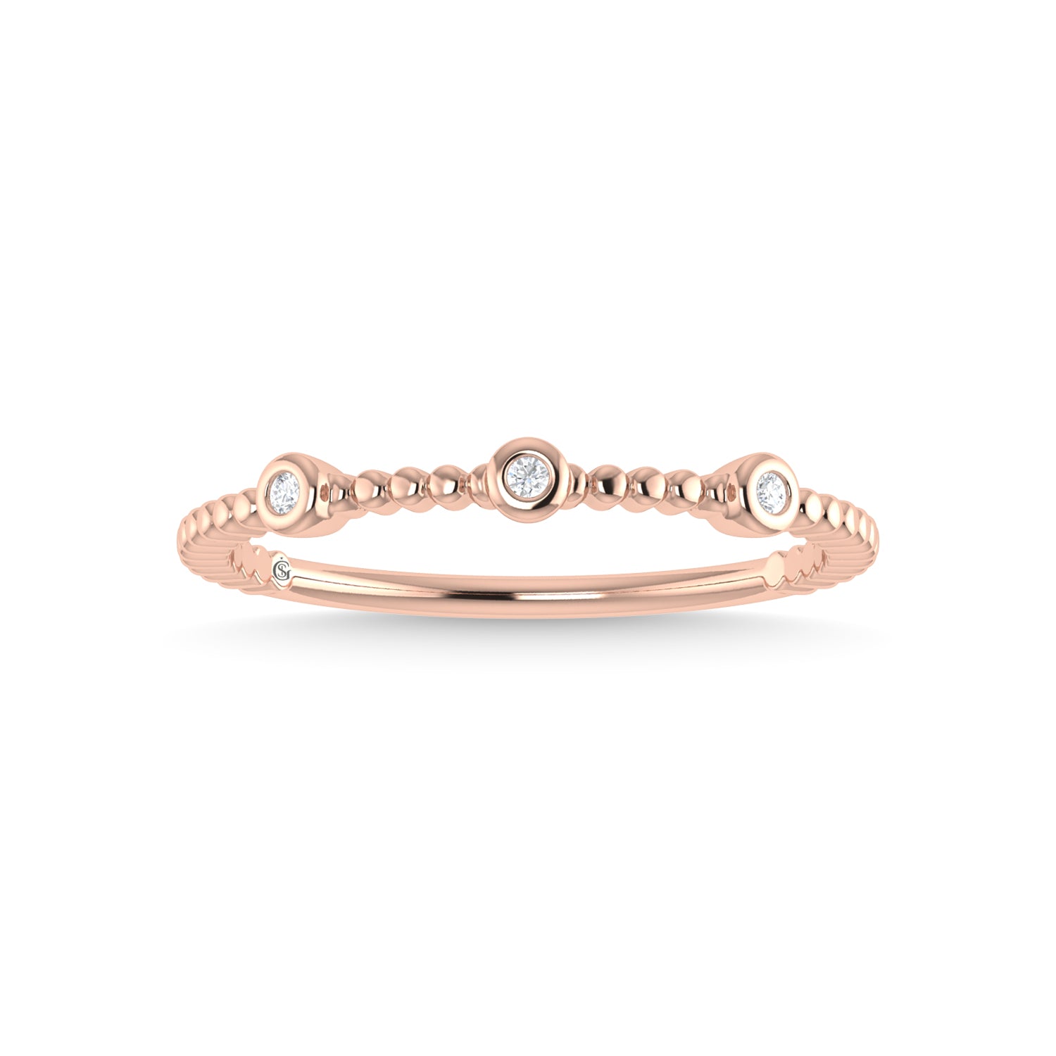 14K Rose Gold Diamond 1/20 Ct.Tw. Stackable Band