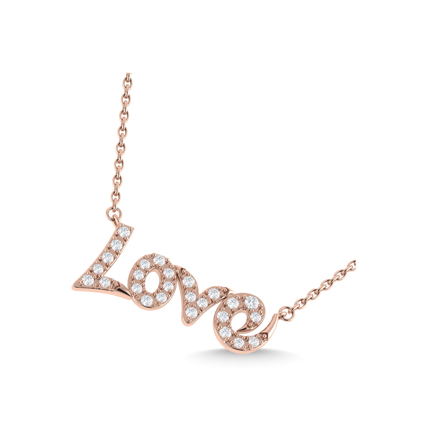 14K Rose Gold Diamond 1/10 Ct.Tw. "LOVE" Fashion Necklace