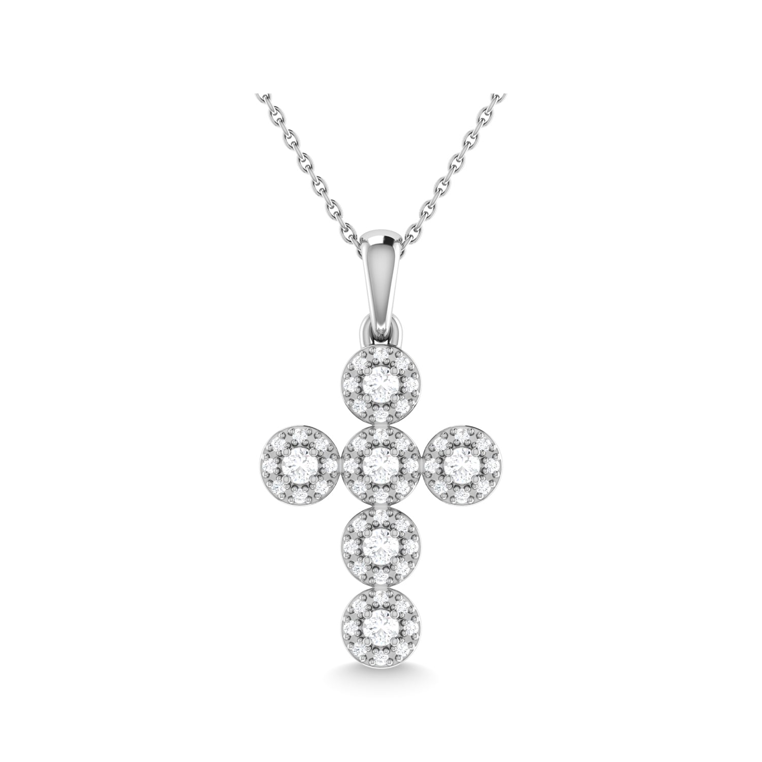 14K White Gold Diamond 1/5 Ct.Tw. Cross Pendant